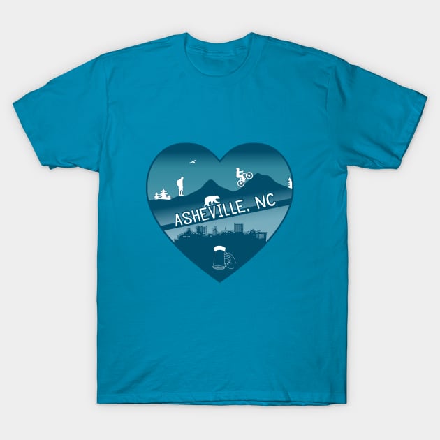 I Love AVL - Heart Cityscape - BLUE NA 08 T-Shirt by AVL Merch